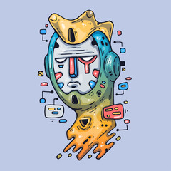 Wall Mural - The head of the robot. Creative Vector Illustration. Cartoon art for web and print.