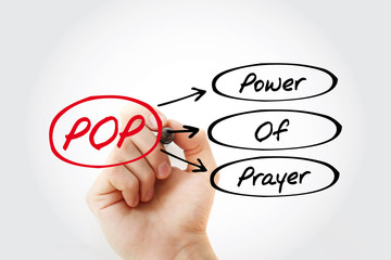 Wall Mural - POP - Power Of Prayer acronym, concept background