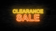 Clearance sale letter on the black brick wall for promotion sale and for clearance sale and for promote sale season.