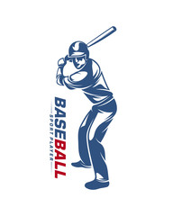 Baseball player vector silhouette. Baseball player logo design. Sport club logo design.