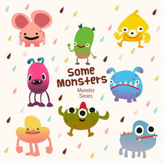 cute monster characters collection with funny expression for kids