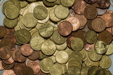 Background with euro cent coins