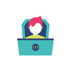 Isolated website code and boy vector design