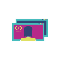 Isolated website code and girl vector design