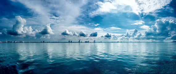 Beautiful panorama of the city in Thailand from the sea