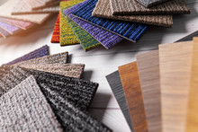 Flooring And Furniture Materials - Floor Carpet And Wooden Laminate Samples