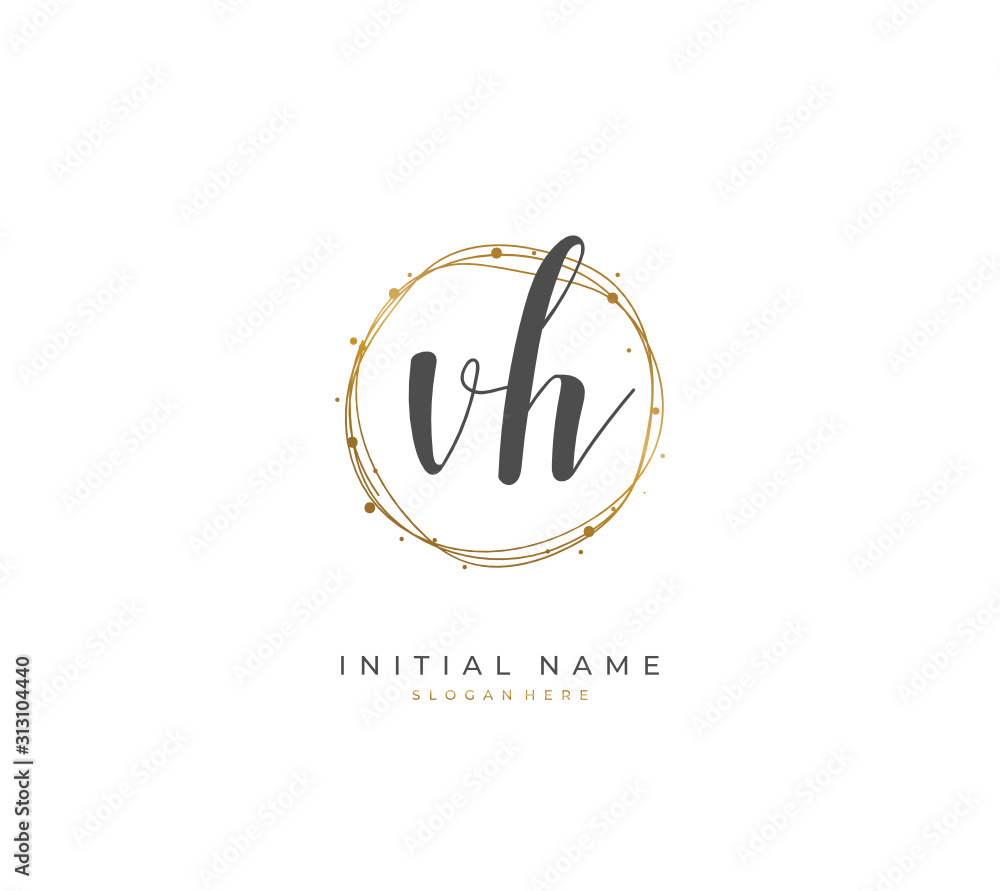 Handwritten letter V H VH for identity and logo. Vector logo template ...
