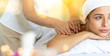 Massage, Spa, Health & Wellness Retreats concept. Close up hand of Masseur doing massage on woman. Beauty treatment concept. relaxing with closed eyes