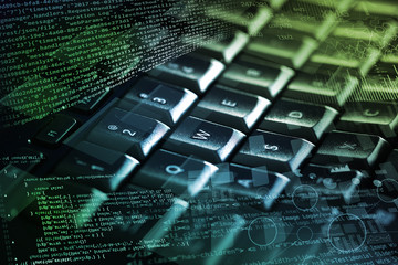 close-up dark keyboard with coding and programing concept
