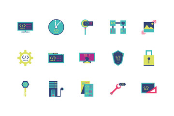 Isolated website code icon set vector design