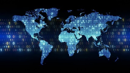 Wall Mural - digital world background binary map technology