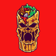 monster kebab illustration and tshirt design