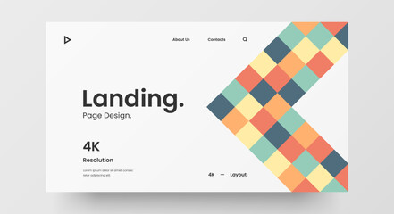 Creative horizontal website screen part for responsive web design project development. Abstract geometric pattern banner layout mock up. Corporate landing page block vector illustration template.