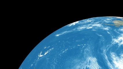 Wall Mural - Realistic rotating Earth planet isolated on black background. Spinning 3d earth globe seamless looping animation.