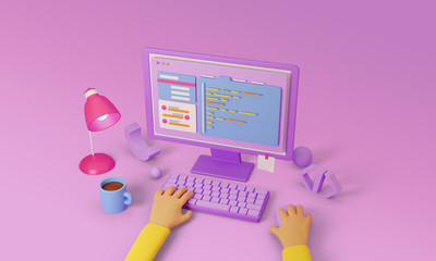 Wall Mural - software development and programming. 3d render