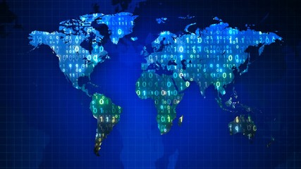 Wall Mural - digital world background data concept technology blue