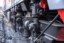 Wheel Mechanisms Of A Diesel Railway Locomotive