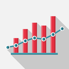 Finance growth chart diagram flat design icon symbol