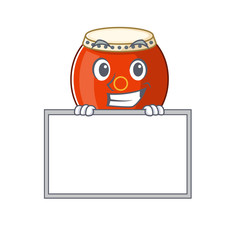 Sticker - A cute picture of chinese drum grinning with board