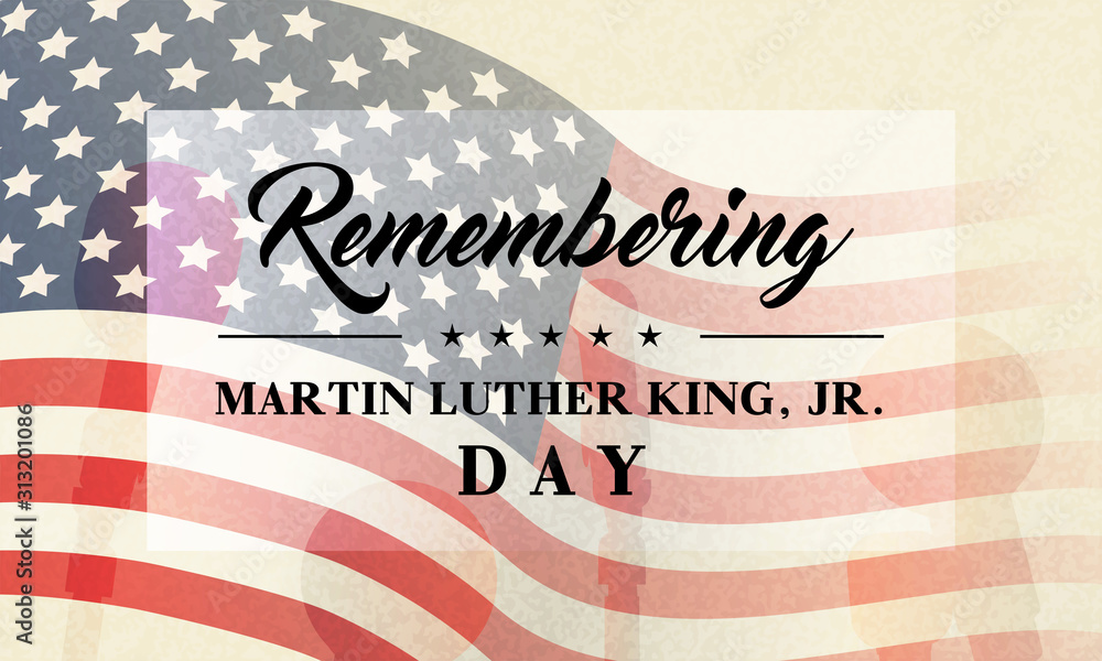 Remembering Martin Luther King, Jr. Day greeting card vector illustration - obrazy, fototapety, plakaty 