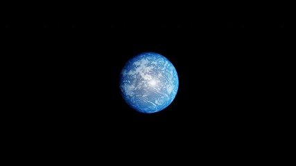 Wall Mural - Blue planet rotating seamless loop in dark outer space, fantasy exoplanet space exploration