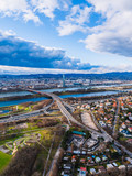 Fototapeta Miasto - View of the city of Vienna with clouds