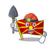 Cool clever Miner flag macedonia cartoon character design