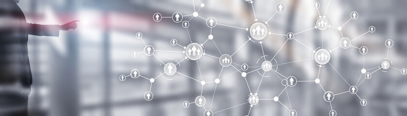 Wall Mural - people connection technologies for business. mixed media.