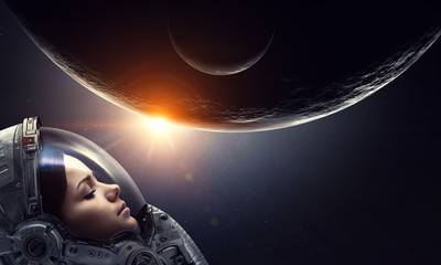 Wall Mural - exploring outer space. mixed media
