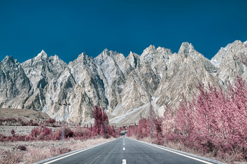 Infrared Photo of Passu Cones in Northern Pakistan, taken in August 2019