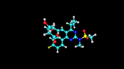 Wall Mural - Rotating isolated rosuvastatin molecule video