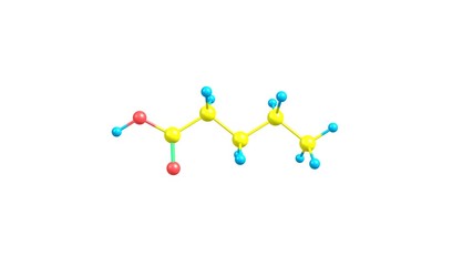 Wall Mural - Rotating isolated valeric acid molecule video