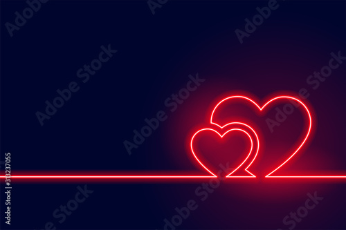 Fotografía glowing red neon heart valentine day background