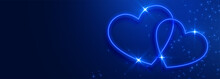 Beautiful Blue Hearts Banner With Text Space