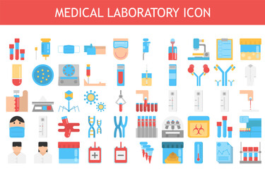 Medical laboratory vector illustration flat icon set.