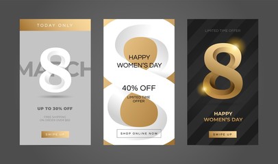 Wall Mural - 8 march. international women's day banner. editable post template set for banner sale, presentation,