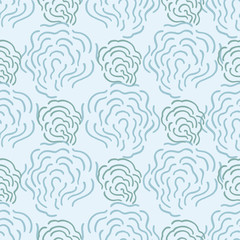 Geometric seamless doodle hand drawn twirl pattern with hand painted irregular blue line art cloud structure in wavy movement. Graphic, modern design, scrapbooking, stationary, fashion , packaging.