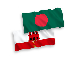 Flags of Bangladesh and Gibraltar on a white background