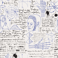 vector image of a seamless texture background in the style of sketches from the diary of a scientist