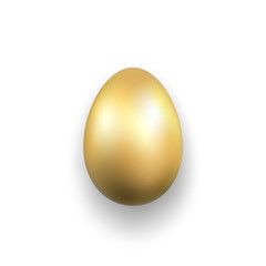 Wall Mural - easter egg 3d icon. gold egg, isolated white background. golden design template, decoration happy ea
