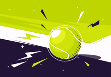 Vector Illustration Of A Tennis Ball On A Tennis Court