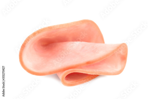 Fotografía Slice of tasty fresh ham isolated on white