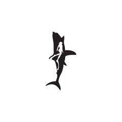 Wall Mural - Simple modern negative space logo design of human and shark  for your brand identity idea .