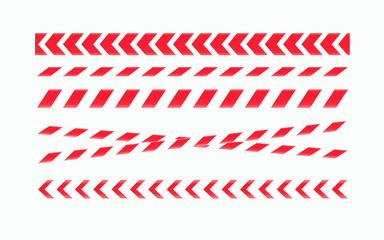 Wall Mural - Caution and danger tapes. Warning tape. Red and white line striped. Vector illustration