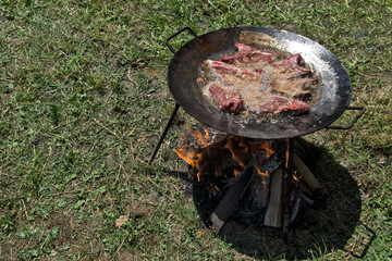 Roast meat in a plate