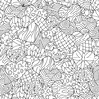 Vector seamless pattern of abstract hearts, coloring page