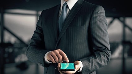 Businessman with Special Offer hologram concept