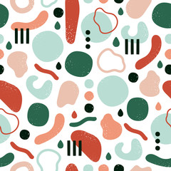 Wall Mural - hand drawn doodle pattern. abstract cartoon modern graphics, abstract cubism objects, fabric scribbl