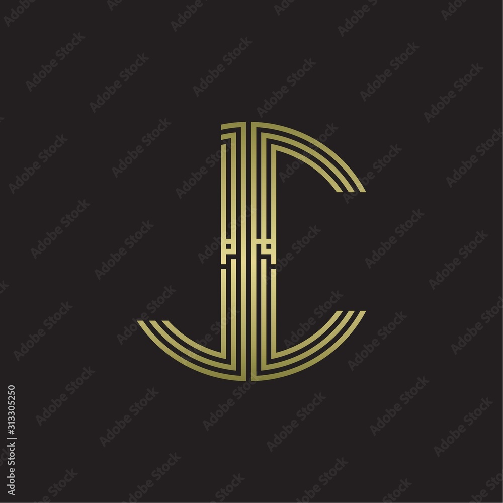 JC Logo monogram triple ribbon style line design template isolated with ...