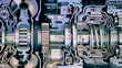 © Grispb - Machine technology. Technical concept. Engine maintenance. Automotive industry. Engineering. The structure of the automobile engine. Details in the car engine. Drive engineering. Drive.